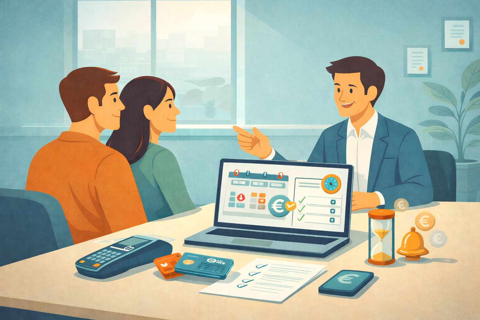 Planungstools mit Kalender, Uhr und Checklisten-Symbolen